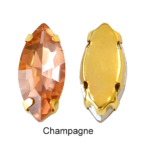 Champagne Конский глаз Разноцветные Хрустальные пришитые Стразы Navette много размеров стразы для шитья с золотыми когтями для свадебного платья E7073 - Цвет: Champagne