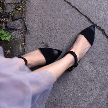 

Artmu Fashion Slides Sandals Shoes Pointed Toe Women Buckle Shoes Girls Genuine Leather Shoes Lady Dress Sandals Sandalias