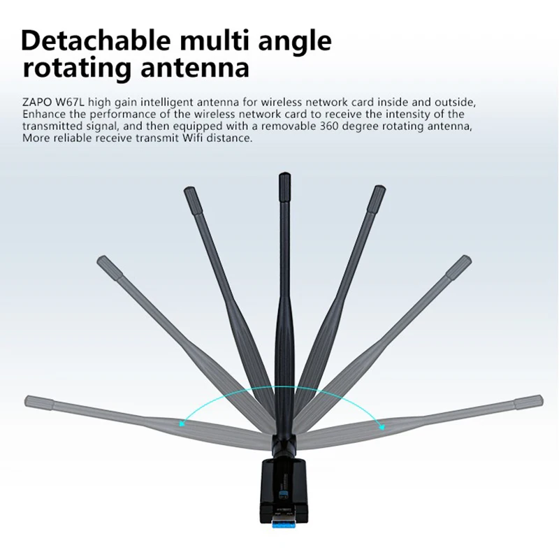 Zapo W67L-5Db 600 Мбит/с 5G двухдиапазонный Bluetooth 4,0 Usb беспроводной адаптер Wi-Fi 802,11 Ac поворотная антенна сетевая карта для рабочего стола