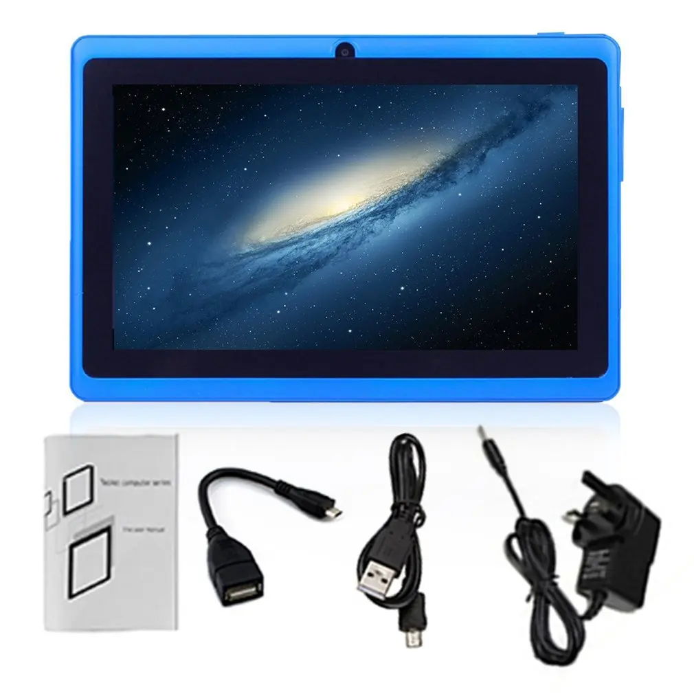 Синий с 7 дюймовым HD Экран Android Quad-core Tablet PC 512 Мб+ 4 Гб/512 МБ+ 8 Гб/1 Гб+ 8 Гб/1 Гб+ 16 Гб 2.0MP Камера Поддержка TF карты - Цвет: 1GB 16GB UK plug