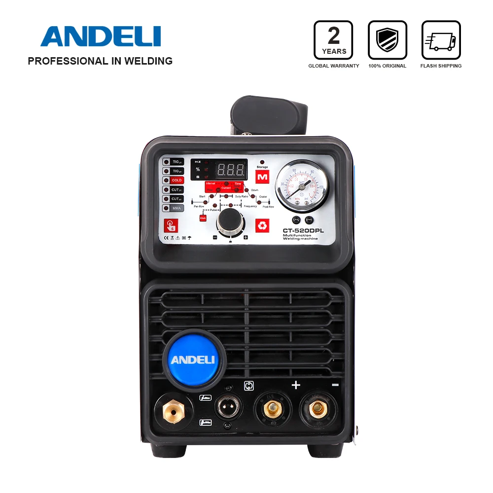 ANDELI TIG Welding Machine CT-520DPL CUT/COLD/TIG/MMA/Pulse 5 in 1 220V TIG Welder Built-in Oil-water Separator Gas Regulator,portable welder,electric welder,mini welder
