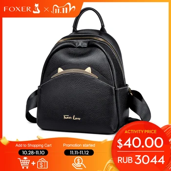 

FOXER 100% Cow Genuine Leather Lady Casual Backpack Large Capacity Travel Rucksack for Women Soft Commute Daypack Female Bookbag