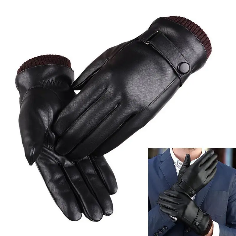 Autumn Winter Warm Cycling Gloves Men Women Leather Gloves Sports windproof touch screen warm thick glove