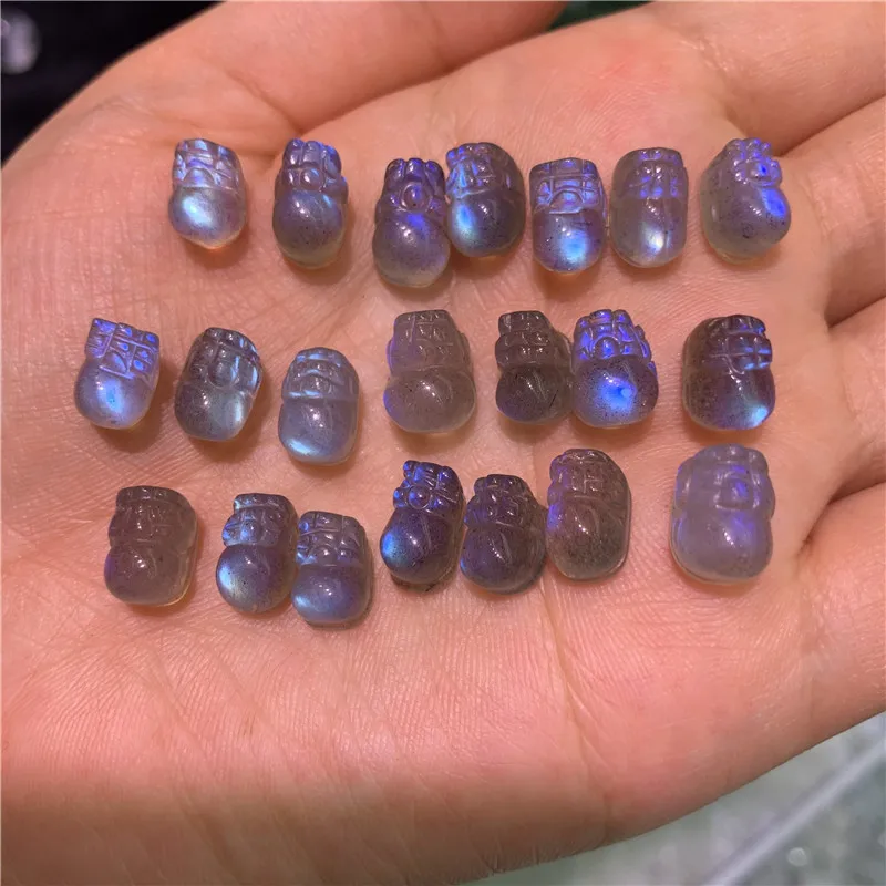 Натуральная Лабрадорит лунный камень маленький pixiu Мини DIY кулон кольца форма