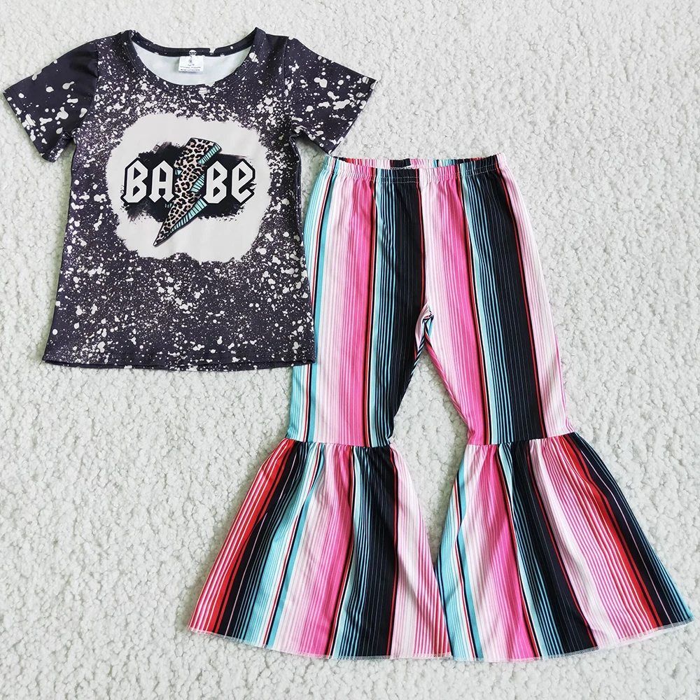 RTS ropa de niños al por mayor con dibujos animados, Túnica de manga ondulada, pantalones cortos con volantes y glaseado, conjuntos de ropa para niños, 2 uds.|set de - AliExpress