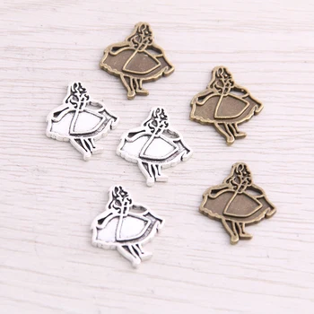 

SWEET BELL 40PCS 17*20mm New Product Two Color Pretty Skirt Girl Charms Pendant Jewelry Metal Alloy Jewelry Marking