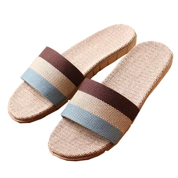 

New Summer Home Slippers Women Indoor Flip Flops Unisex Hemp Slides House Flats Autumn Soft Footwear Ladies Shoes Causal Sandals