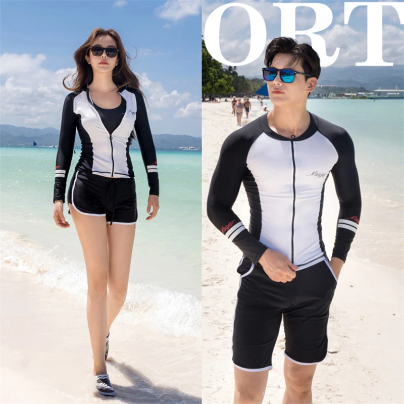 2020 MEIYIER Korean Fashion couples swimsuit bikini+long sleeve shirt+pants UV swim surf clothes