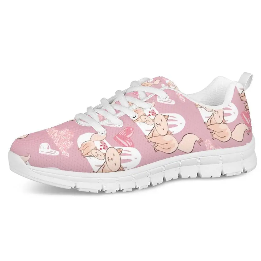 

ELVISWORDS Womens Fashion Sneakers Mesh Breathable Cartoon Sticker Pattern Running Sport Shoes Non-slip Lace-up Walking Shoes