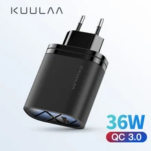 KUULAA Quick Charge 4,0 3,0 PD 3,0 36 Вт USB зарядное устройство быстрое зарядное устройство US EU переходник супер зарядное устройство для iPhone Xiaomi Mi huawei