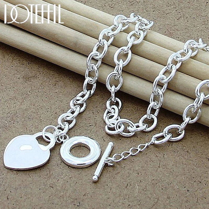 Chain Jewelry Pendant Necklace Wedding DOTEFFIL 925-Sterling-Silver Woman Party Engagement