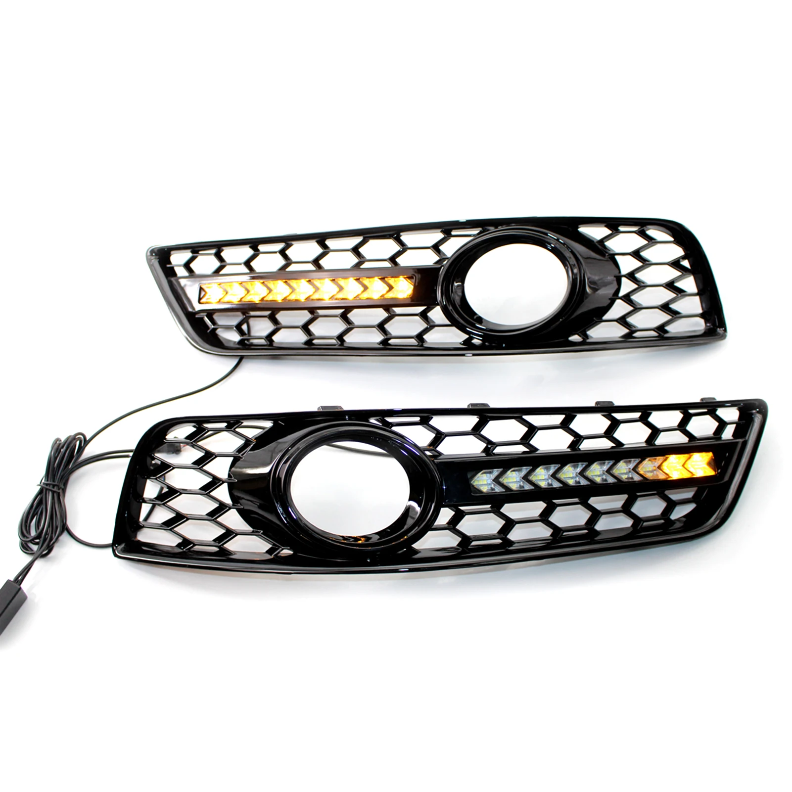 Replacement For Audi A3 8P 2009 13 A Pair Bumper Fog Light Grill Grille with LED DRL