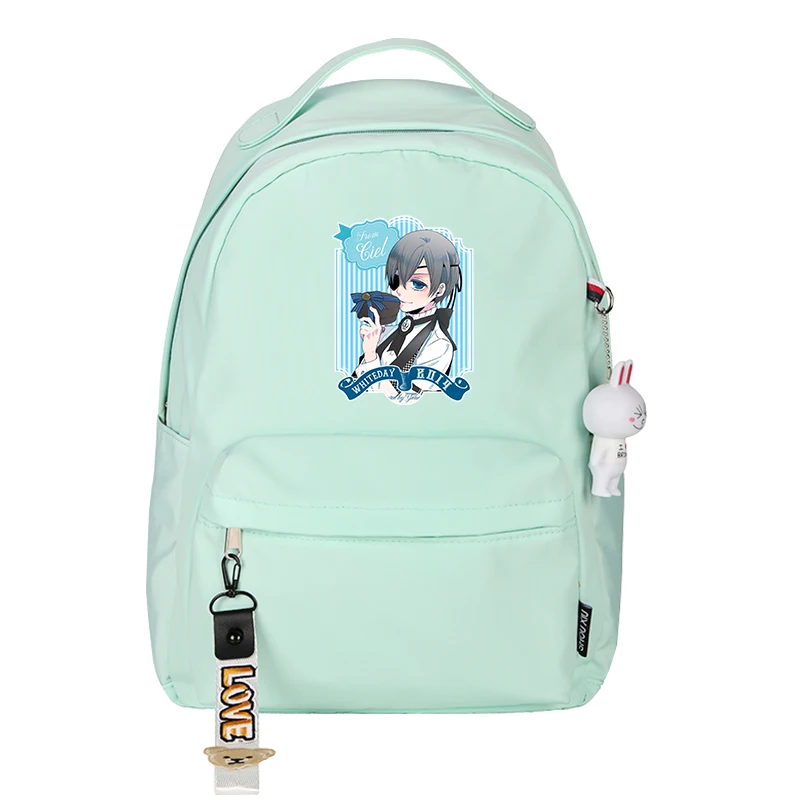 Hot Anime Black Butler Ciel Phantomhive Printing Backpack Cartoon Women Backpack Canvas Daypack Pink School Bags Rugzak