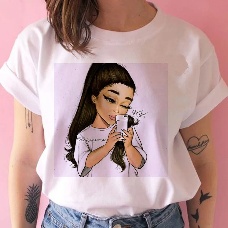 ariana grande T Shirt Women Hip Hop Tops ulzzang Casual tshirt harajuku kawaii 90s t-shirt female O-Neck T-Shirt Women