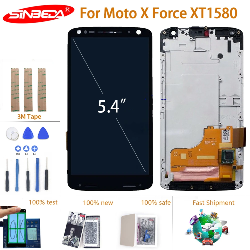 ЖК дисплей 5 4 дюйма для Motorola Moto X Force XT1580 сенсорный экран с дигитайзером в сборе и