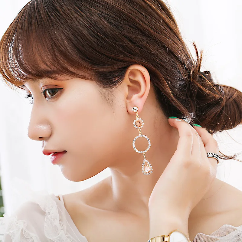 

Rhinestone Sun and Moon with no ear pierced ear clip female ins net red fashion four seasons wild new earrings