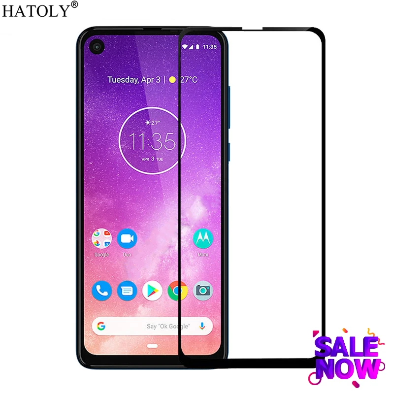 Полное покрытие клеем стекло для Motorola One Action закаленное Защита экрана Moto