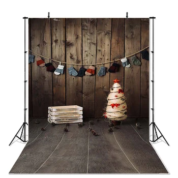 

Christmas Photography Background Gloves X-mas Tree Hazelnut Wooden Floor Backdrop Decoration Props Banner For Photo Studio