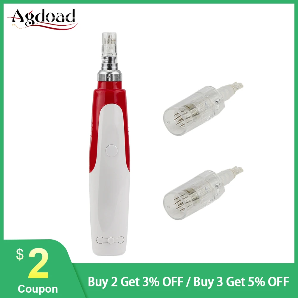 

12 Pins Needles Tips Micro Needle Therapy Pen Professional Acne Scar Blackhead Remover Wrinkle Beauty Skin Care Apparatus 5 Mode