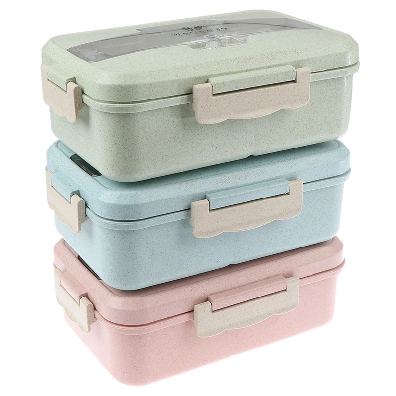 1 шт. контейнер для еды Bento Box подогреваемый детский ланчбокс для закусок Пшеничная солома Корейская герметичная Студенческая пластиковая коробка для еды