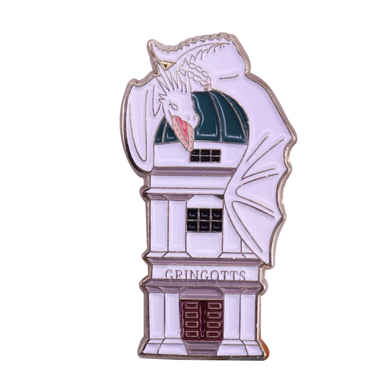 Эмалированная брошь Gringotts с изображением белого дракона для коллекции