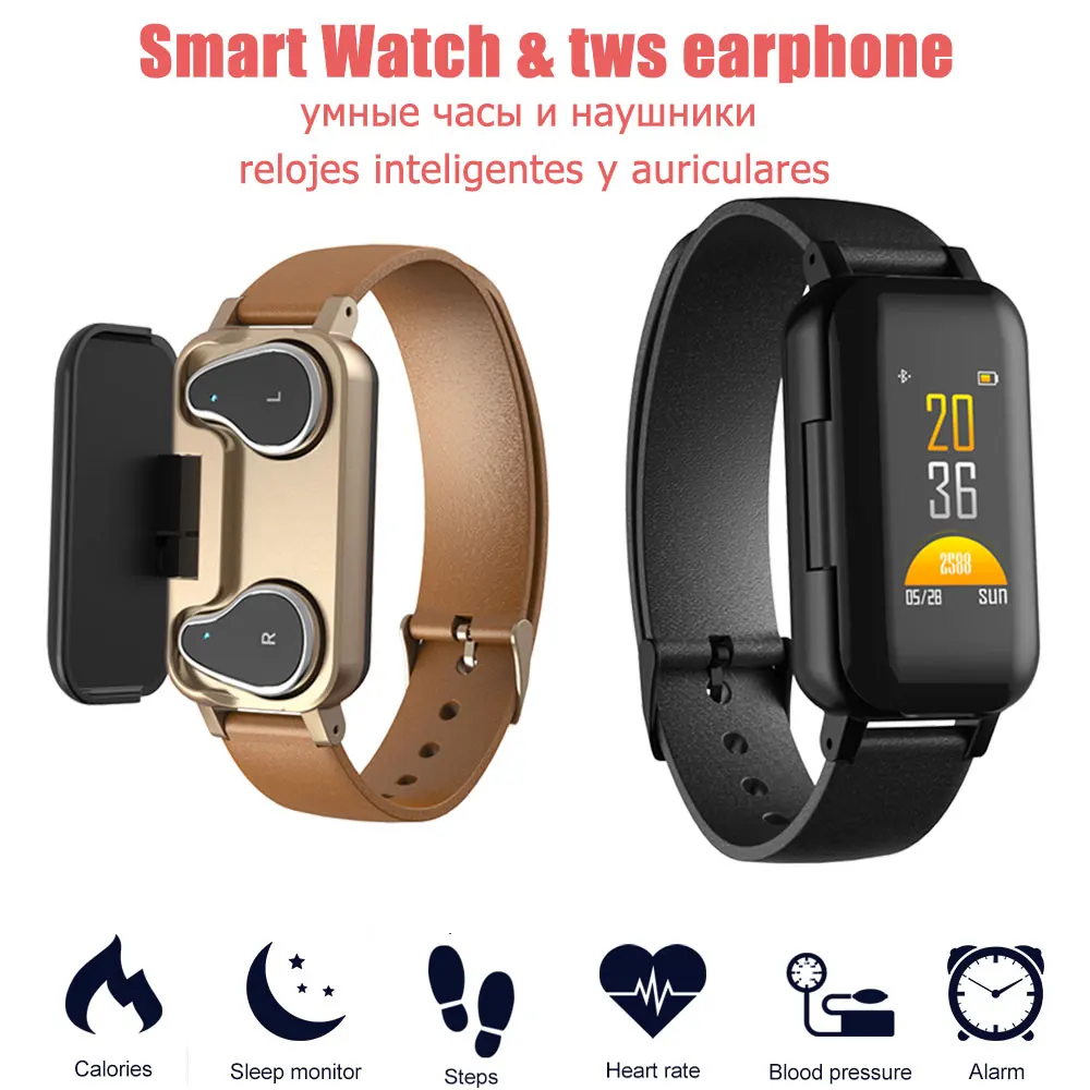 

TWS Smart Watch Binaural Bluetooth Headphone Fitness Bracelet Heart Rate Monitor Smart Wristband Sport Watch Men Women
