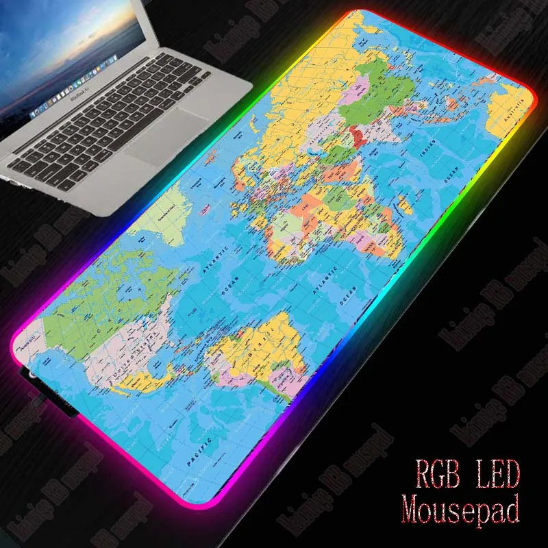 

XGZ Map Gaming RGB Large Mouse Pad Gamer Big Mouse Mat Computer Mousepad Led Backlight XXL Surface Mause Pad Keyboard Desk Mat