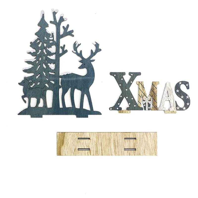 Деревянное Рождественское украшение с оленем для дома, рождественские украшения с оленем, детский подарок, украшения для дома и рождественской вечеринки - Цвет: 01