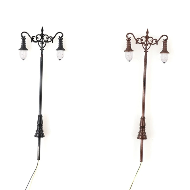 Micro Landscape Yard Light Miniature Street Light 1:87 Scale for Role Play Hobby Building Model Sandbox Dual-Head 3V/12V 1