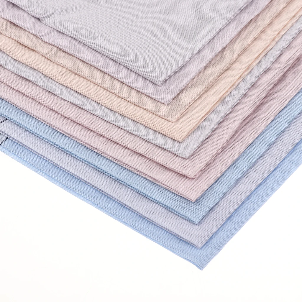 10pcs Men Handkerchiefs 100% Cotton Elegant Square Handkerchief with Stripe Hankies Gift Set for Weddings Parties