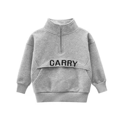 Crianças da escola calor velo hoodie metade zip jogging bebê meninos trabalho jumper criança moletom crianças outerwear 1 9 anos