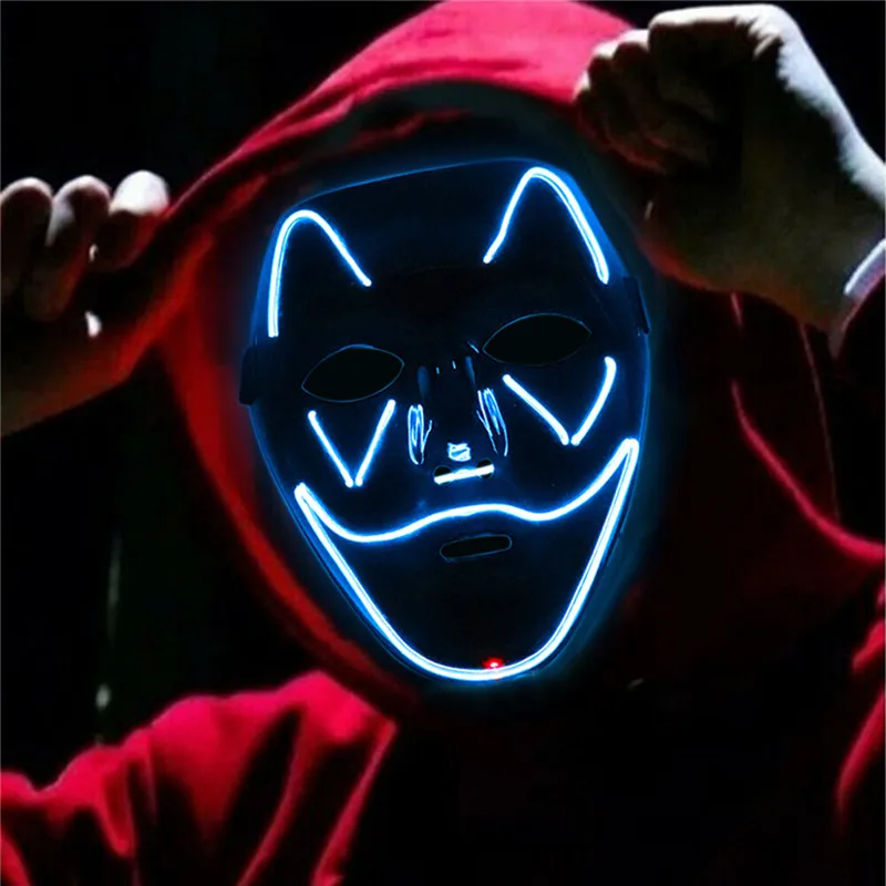 Halloween Scary Mask LED Mask Cold Light Creative Figure Bat Smiley Funny Birthday Party Toy Glow In Dark Luminous Mask #4D03 (2)