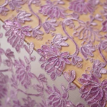 Светильник Фиолетовый блесток кость нить ткань трехмерная вышивка мягкая Марля tissu высокого класса индивидуальные Платья материал