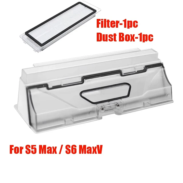 Water Tank Dust Box For XiaoMi Roborock S5 Max S6 MaxV Robot Vacuum Cleaner Mop Cloth HEPA Filter Side / Main Brush Spare Parts 1pc