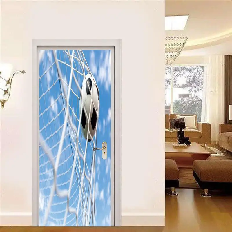Наклейка на дверь 1 шт. самоклеющаяся съемная ПВХ креативный футбольный узор водонепроницаемый декор для двери Фреска для украшения дома