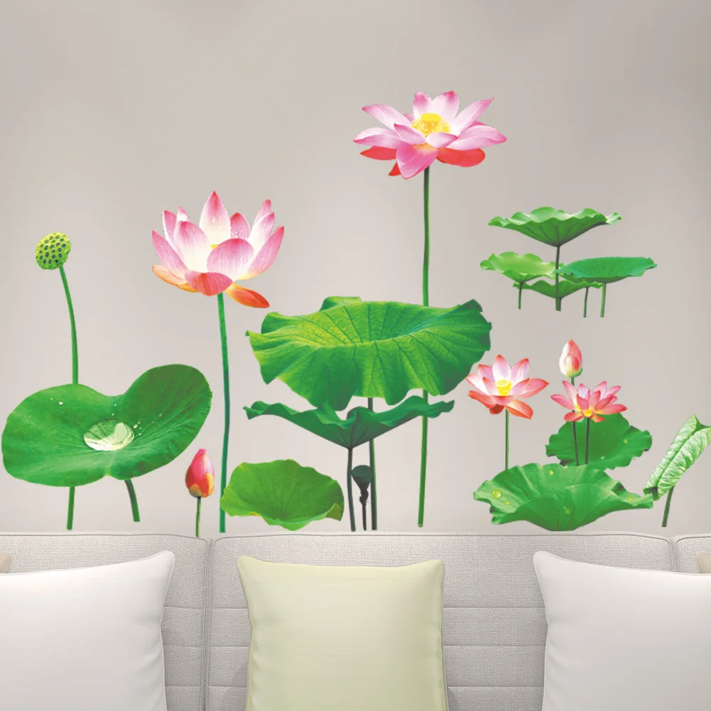 

ZY148 New Style Simulation Lotus Wall Stickers Background of Television in the Drawing Room Wall Decoration Environmentally Frie