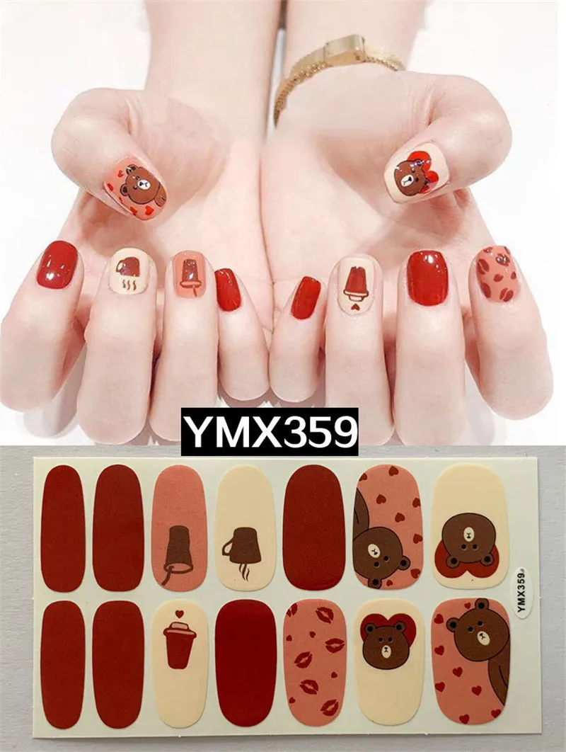 YMX359 1 лист красота полное покрытие DIY самоклеющиеся обертывания наклейки градиентный цвет блестящие наклейки для ногтей художественные Советы Маникюр украшения мода - Цвет: YMX359