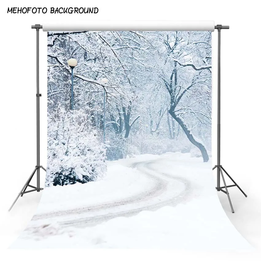 

Christmas Backdrop for Photography Snow Road Ice Tree Christmas Photo Background Customized Children Backdrops Photo Studio