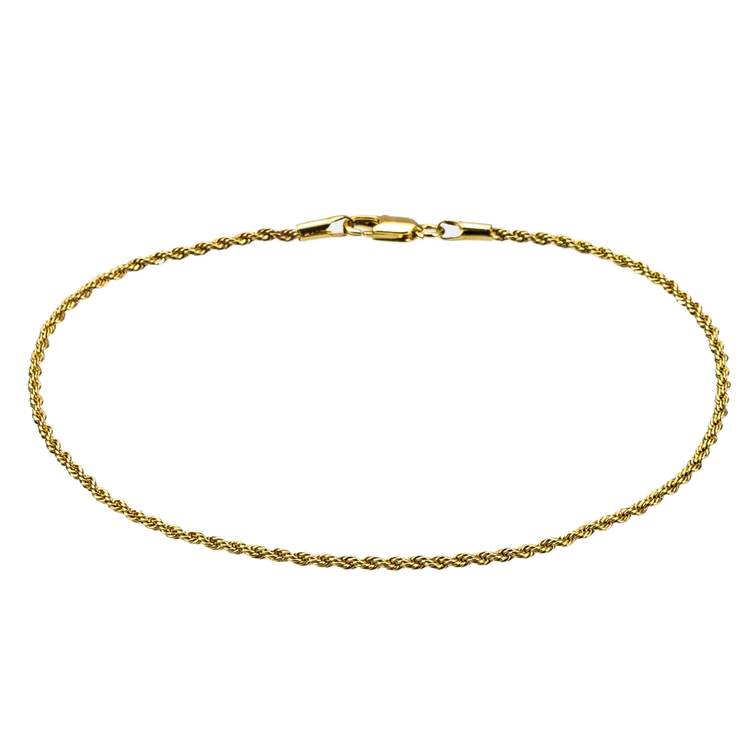 Gold Color 2mm Rope Chain Flat Anklet, 9 10 11 inches Ankle Bracelet for Women Men Waterproof Gold Color 2mm Rope Chain Flat Anklet, 9 10 11 inches Ankle Bracelet for Women Men Waterproof