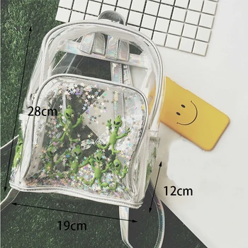 

Harajuku Transparent Laser PVC Backpack Women Bookbag Laser Alien Star Women Travel Backpack Clear Itbag Bag For Teenage Girls