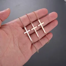 VOHE Распятие Иисуса христианский крест с горизонтальной перекладиной браслеты для женщин из нержавеющей стали золотой серебряный цвет подружки невесты подарок