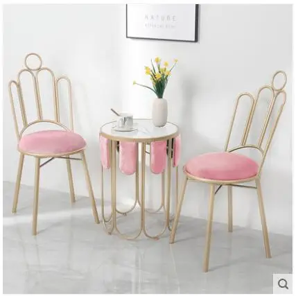 Table and chair combination Cafe dessert simple back manicure chair Nordic marble balcony tea table