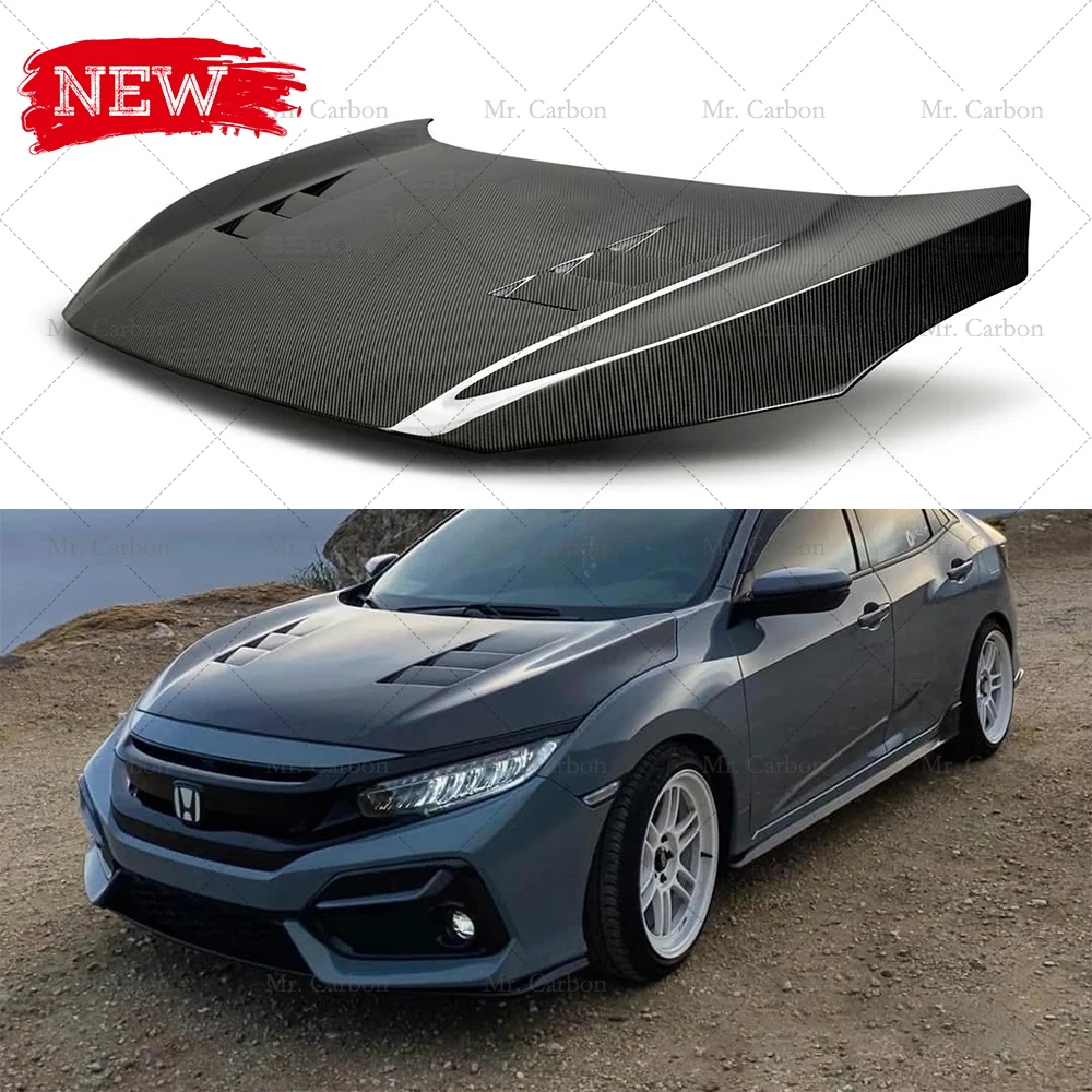 Carbon Hood Trim For Honda Civic Fk7 17 Tr Style Carbon Fiber Glass Air Intake Vent Hood Engine Bonnet Body Kit Front Skirt Aliexpress