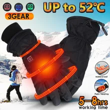 Электрические перчатки с подогревом 7,4 V 3000Mah перезаряжаемые мотоциклетные зимние теплые перчатки для катания на лыжах, рыбалки, верховой езды, охоты