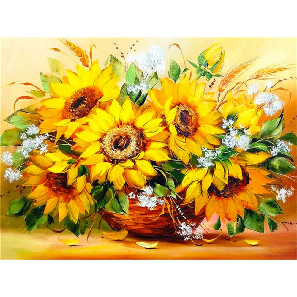 Sonnenblume Blume DIY 11CT Stickerei Kreuz Stich Kits Handwerk Hand Set Gedruckt Leinwand Baumwolle Faden Hause Dropshipping – Detail 2
