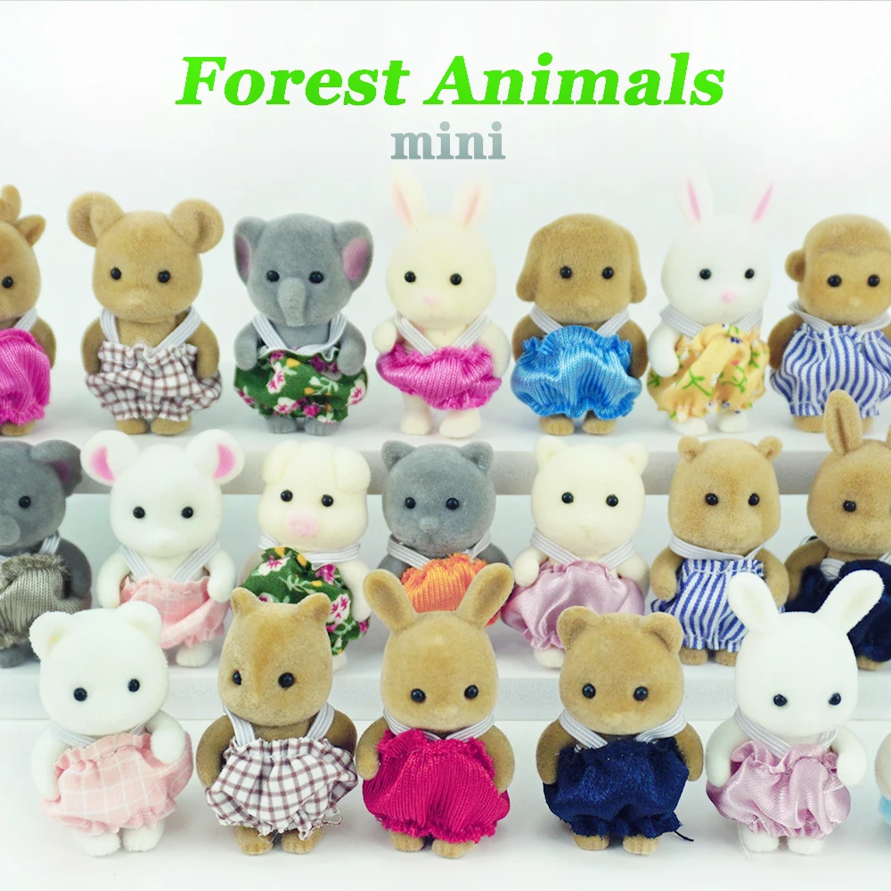 New 1/12 4.5CM Simulation Forest Animal Baby Family Toys Critters Rabbit Dolls Dollhouse Figures Accessories Gifts For Chirldren 3