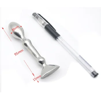 Stainless steel Prostate massager  G-spot Metal Anal beads Hook Butt Plug Wearable Adult unisex Sex toy for men women 6