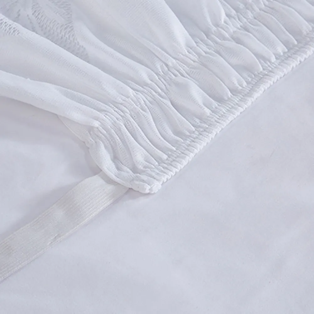 4 размера белая кружевная упругая юбка для кровати без морщин и пыли с рюшами для близнецов, королев и королевы, простые и милые постельные принадлежности
