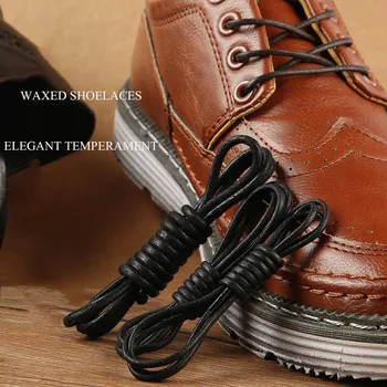 

1Pair Waxed Cotton Round Shoe laces Leather Shoes lace Waterproof ShoeLaces Men Martin Boots Shoelace Shoestring black