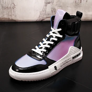 

Colorful Men's Shoes Fashion Male High Top Board Sneakers Casual Cowboy Boots for Young Man Ankle Boots Bota Coturnos Masculino